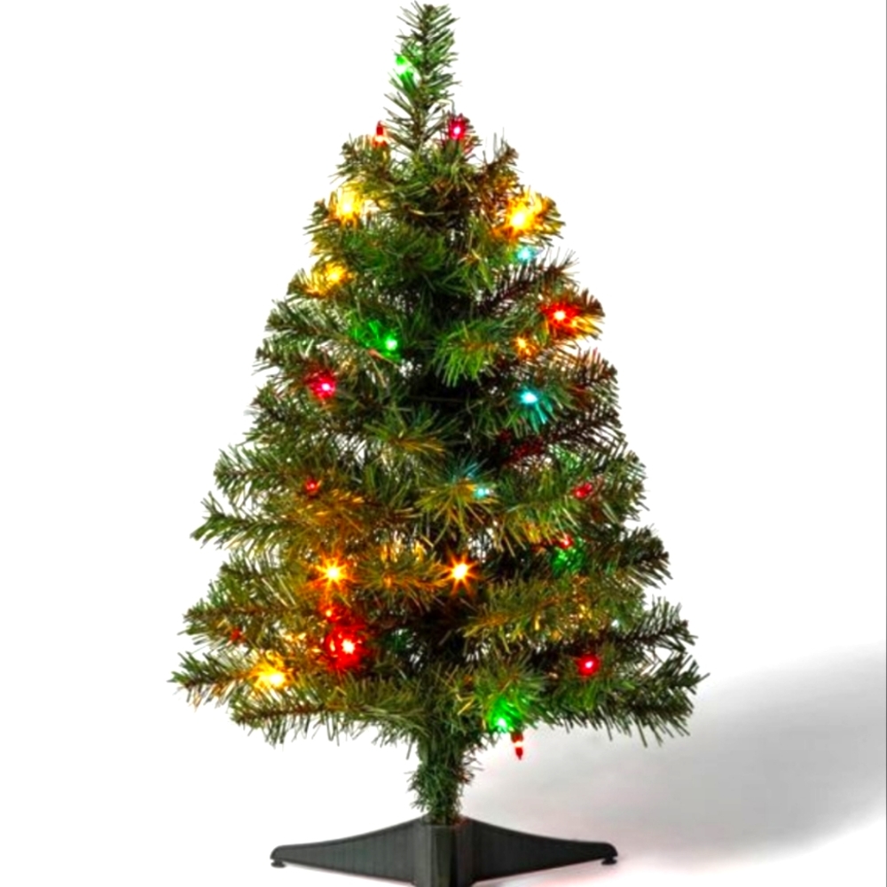 NIB 2ft Pre-Lit Alberta Spruce Multicolored Lights Artificial Christmas Tree